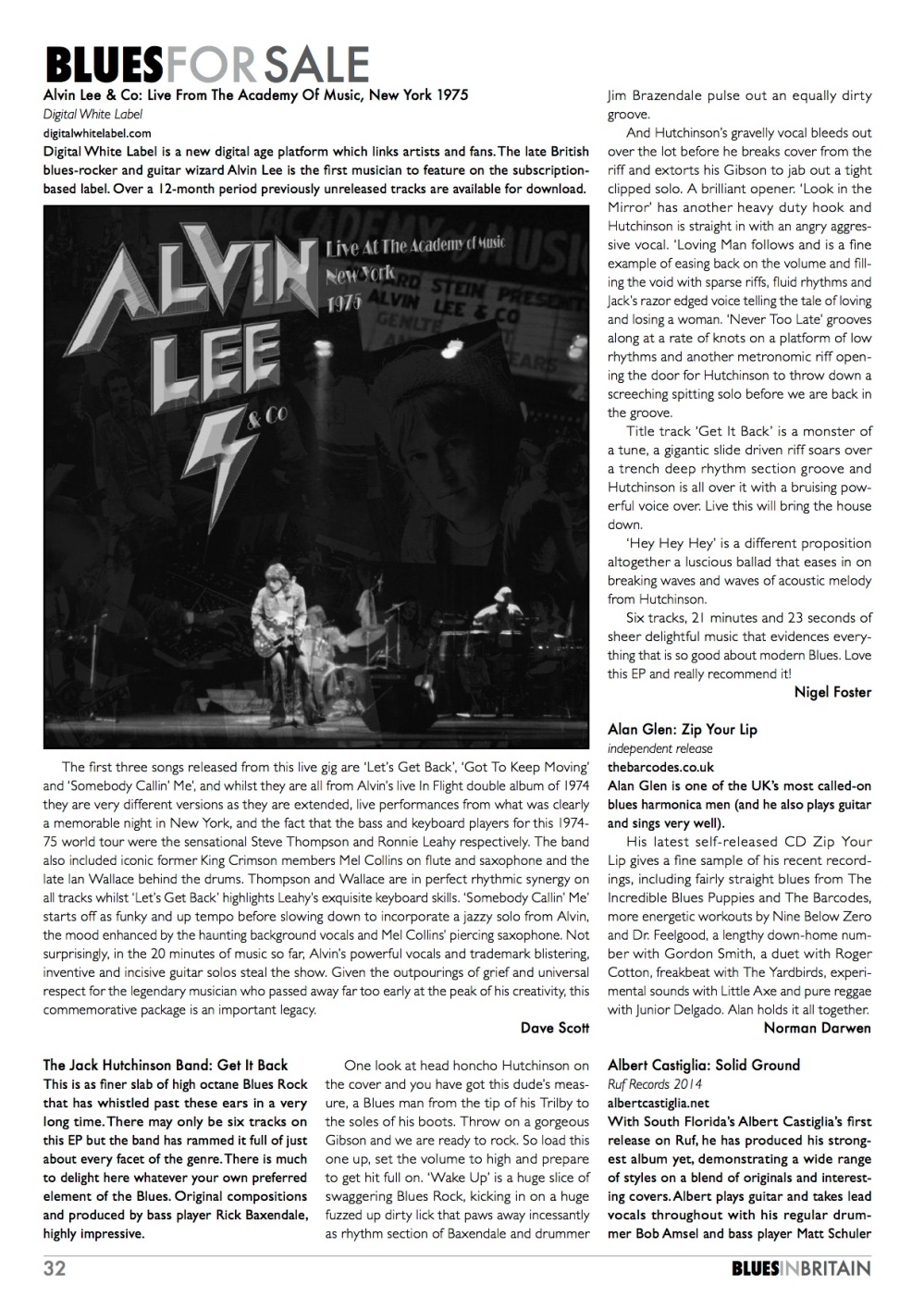 Blues in Britain August 2014 Jack J Hutchinson Band review